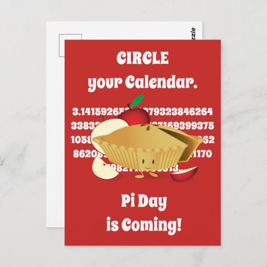 Pi Day Apple Pie Cartoon Zeichennummern Postkarte (Vorne/Hinten)