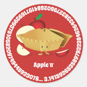 Pi Day Apple Pie Cartoon Zeichennummern Runder Aufkleber