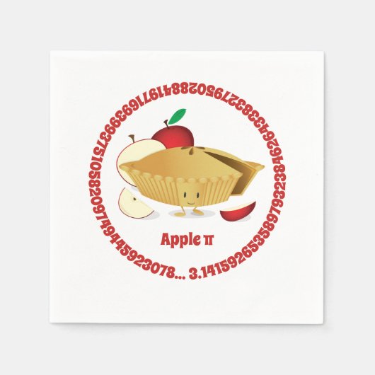 Pi Day Apple Pie Cartoon Zeichennummern Serviette (Vorderseite)