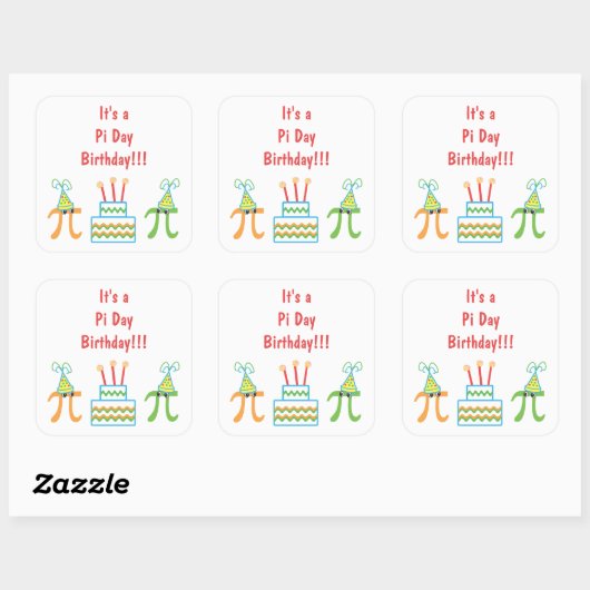 Pi Day Birthday Stickers (Blatt)
