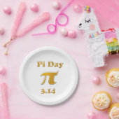 Pi Day Gold auf Weiß Pappteller (Party)