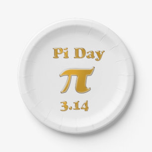Pi Day Gold auf Weiß Pappteller