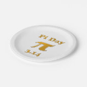 Pi Day Gold auf Weiß Pappteller (Schrägansicht)