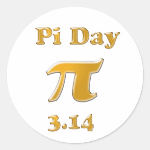 Pi Day Gold auf Weiß Runder Aufkleber