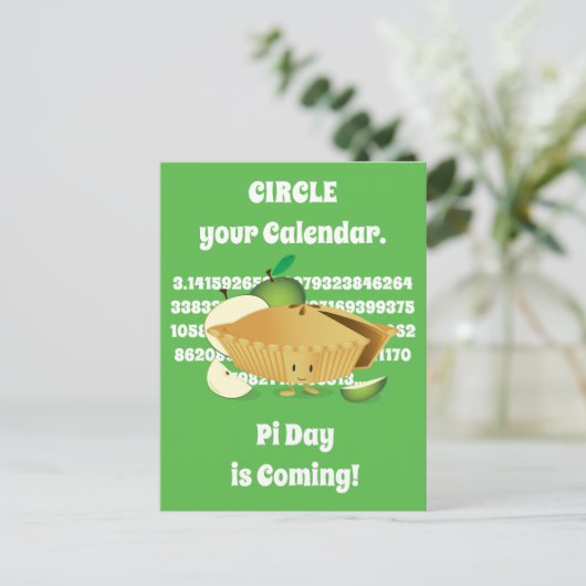 Pi Day Green Apfelkuchen Zeichennummern Postkarte (Stehend Vorderseite)
