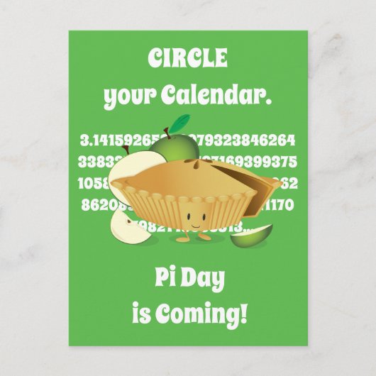 Pi Day Green Apfelkuchen Zeichennummern Postkarte (Vorderseite)