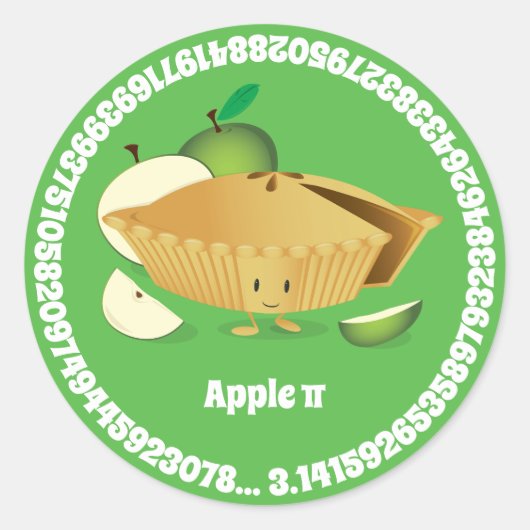 Pi Day Green Apfelkuchen Zeichennummern Runder Aufkleber (Vorderseite)