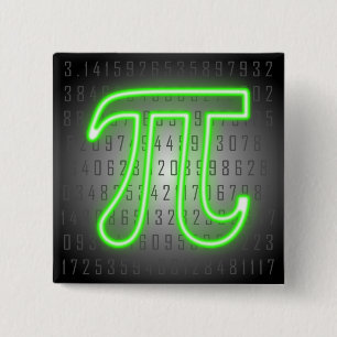 Pi Day Green Neon Button