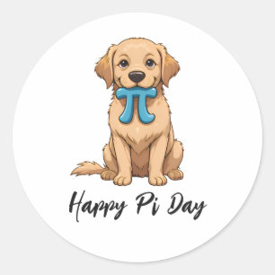 Pi Day Hund mit Pi Symbol Happy Pi Day Runder Aufkleber
