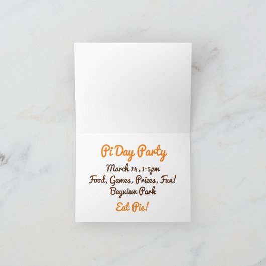 Pi Day, Iss Pie! Einladung (Innenseite)