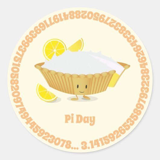 Pi Day Lemon Meringue Pie Cartoon Runder Aufkleber (Vorderseite)