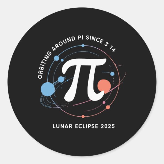 Pi Day Lunar Eclipse 2025 Kosmische Mathematik Runder Aufkleber (Vorderseite)