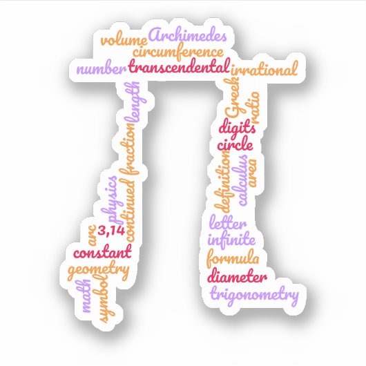 Pi Day Math Word Cloud Aufkleber (Vorderseite)