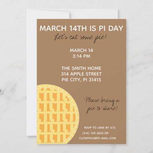 Pi Day Party Einladung mit Pi-Ziffern auf der Rück (Vorderseite)