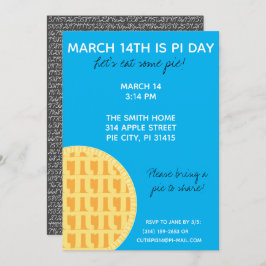 Pi Day Party Einladung mit Pi-Ziffern auf der Rück