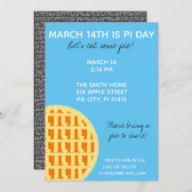 Pi Day Party Einladung mit Pi-Ziffern auf der Rück