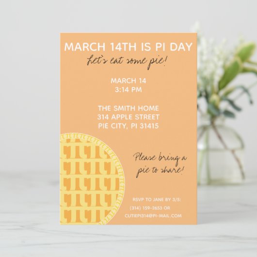 Pi Day Party Einladung mit Pi-Ziffern auf der Rück (Stehend Vorderseite)