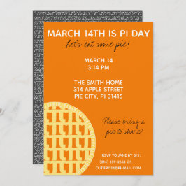 Pi Day Party Einladung mit Pi-Ziffern auf der Rück