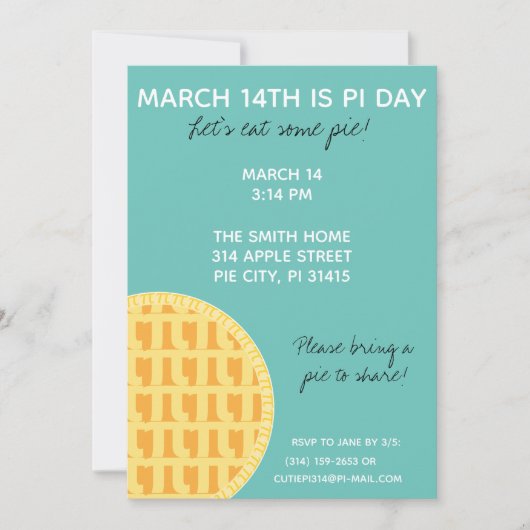 Pi Day Party Einladung mit Pi-Ziffern auf der Rück (Vorderseite)
