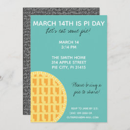 Pi Day Party Einladung mit Pi-Ziffern auf der Rück