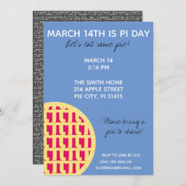 Pi Day Party Einladung mit Pi-Ziffern auf der Rück