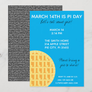 Pi-Day-Party-Einladung mit Pi-Ziffern auf der Rück Einladung