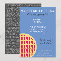 Pi-Day-Party-Einladung mit Pi-Ziffern auf der Rück