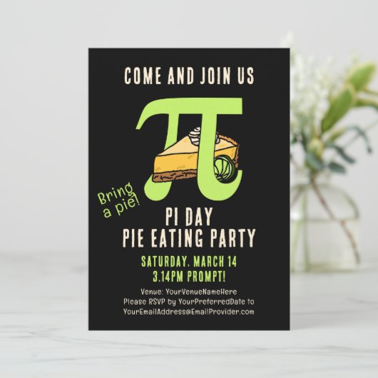 PI DAY Pie Eating Party Einladung (Stehend Vorderseite)