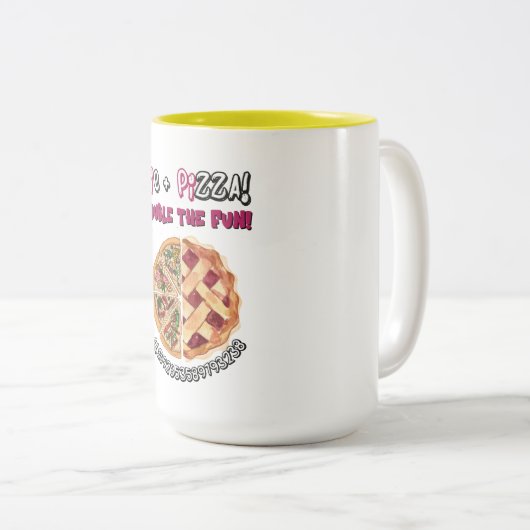 PI DAY Pie und Pizza Fusion Funny Meme! Zweifarbige Tasse (VorderseiteRechts)