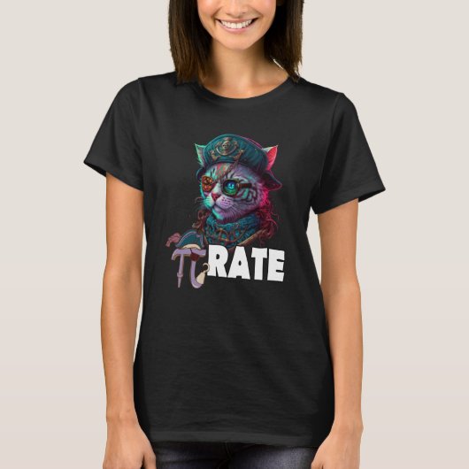 Pi Day Pirate Cat 3 14 Math Science Teacher Pi Rat T-Shirt (Vorderseite)