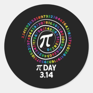 Pi Day Spiral Colour Numbers 3.14 Happy Pi Day Runder Aufkleber