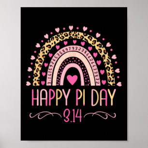 Pi Day Spiral Pi Math Lehrer 3.14 Leopard Regenbog Poster