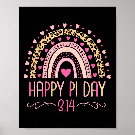 Pi Day Spiral Pi Math Lehrer 3.14 Leopard Regenbog Poster (Vorne)