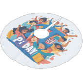 Pi Day Squad Celebration Design Polyester Weihnachtsbaumdecke (Schrägansicht)