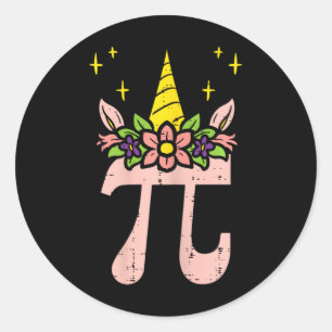 Pi Day Symbol Unicorn Head Niedlich 314 Math Pun G Runder Aufkleber