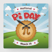 Pi Day Time Holiday Quadratische Wanduhr (Vorderseite)