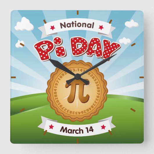 Pi Day Time Holiday Quadratische Wanduhr (Vorderseite)