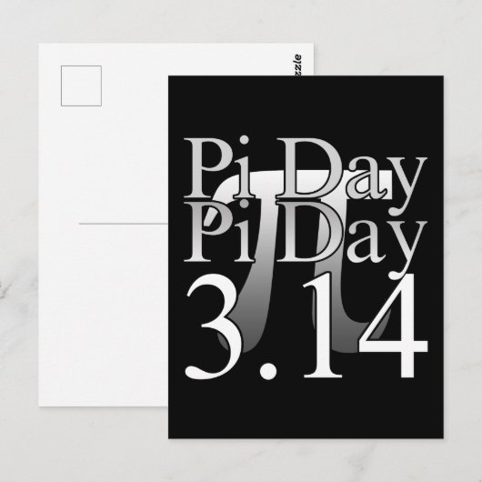 Pi Day Typografie Black Postkarte (Vorne/Hinten)
