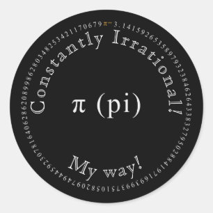 Pi, die irrationale mathematische Konstante lustig Runder Aufkleber