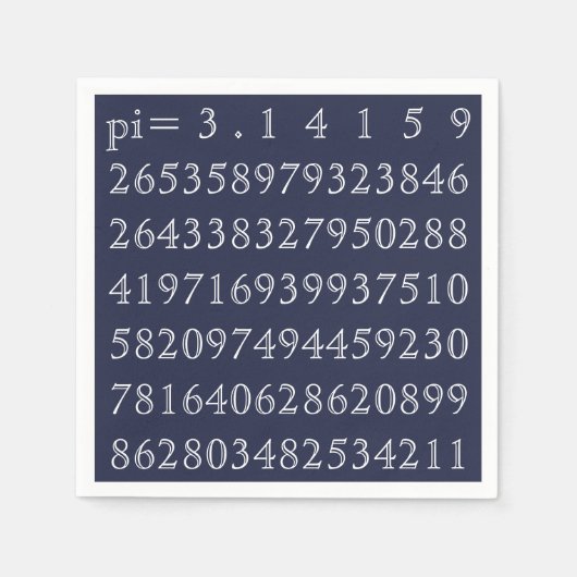 Pi Digits PiDay Party Mathematics Numbers Blue Serviette (Vorderseite)