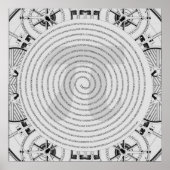 Pi in a Spiral bis 2.210 Ziffern in grauem Poster (Vorne)