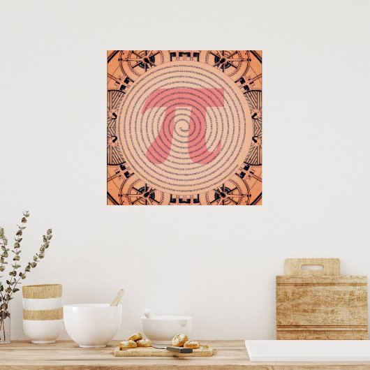 Pi in a Spiral bis 2.210 Ziffern Recoleta Poster (Küche)