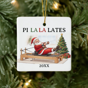 Pi La La Lates Lustiger Weihnachtsmann Pilates Wei Keramikornament
