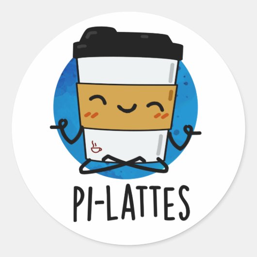 Pi-lattes Funny Latte Pilates Pun Runder Aufkleber (Vorderseite)