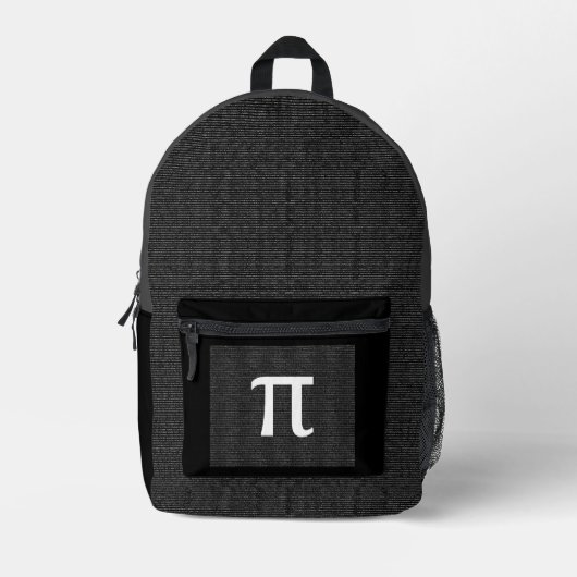 Pi Math Nerd Science Student Lehrer Black Gray Bedruckter Rucksack (Vorderseite)