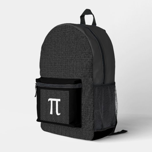 Pi Math Nerd Science Student Lehrer Black Gray Bedruckter Rucksack (Rückseitige Ecke Rechts)