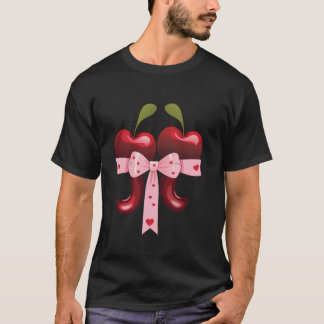 Pi Math T-Shirt Math Teacher Coquette Bow Cherry v