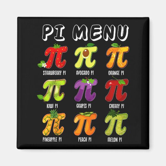 Pi-Menü 3.14 Pi-Symbol Lustiger Obst-Lehrer-Kinder Magnet (Vorne)