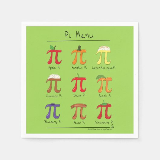 Pi Menu Niedlich Mathematik Pi Day Party Napkins Serviette (Vorderseite)