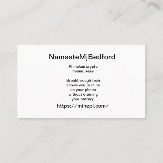 Pi-Netzwerk Visitenkarte (Rückseite)